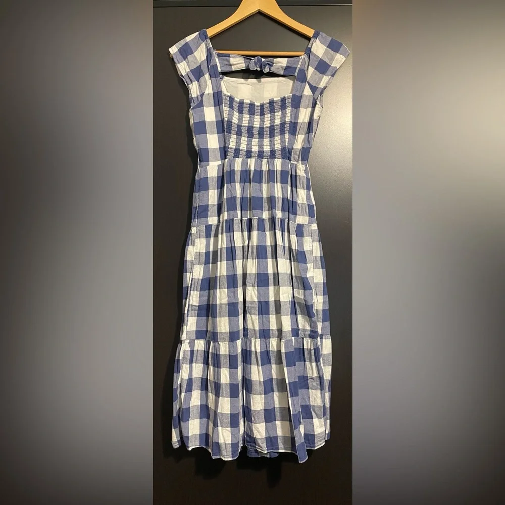 Old Navy - Girl’s Blue and White Gingham Tiered Dress - Picture 3 of 3